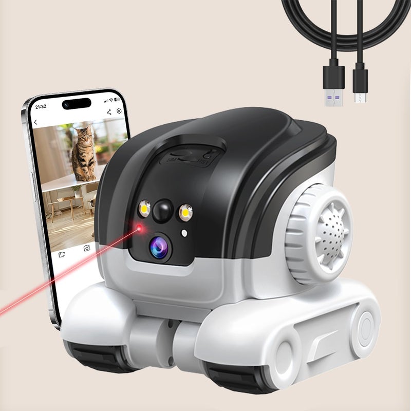 AEZ Robot Camera on Wheels 1080P Dual Lens,Security Indoor Camera with 2-Way Talk,Blinky Bot with Night Vision, Distance Bot 5200mAh Battery & App Control for Cats/Dogs/Baby/Elderly (SD/Cloud Storage) - Image 1